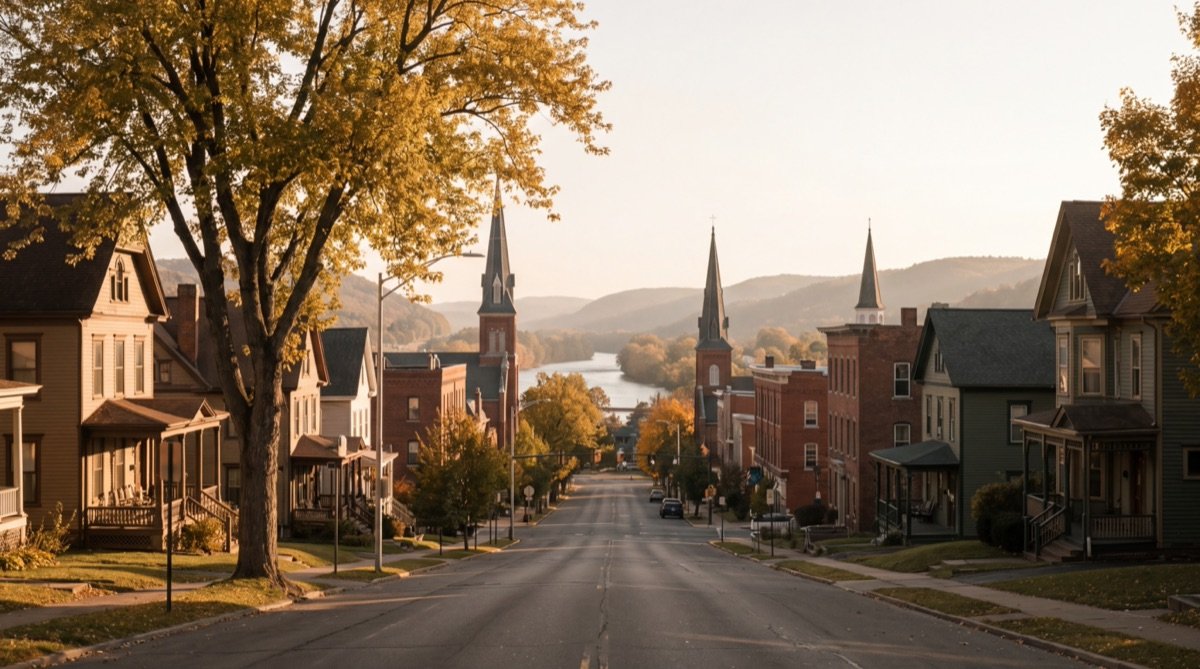 Elmira, New York — golden-hour city view