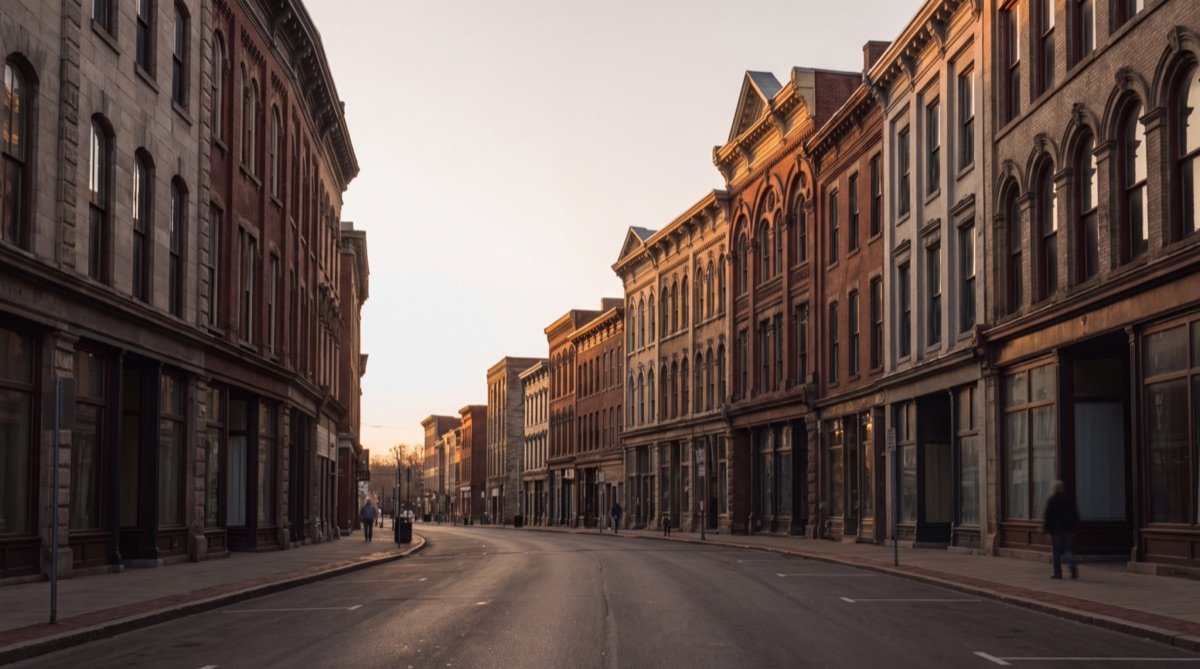 Utica, New York — golden-hour city view