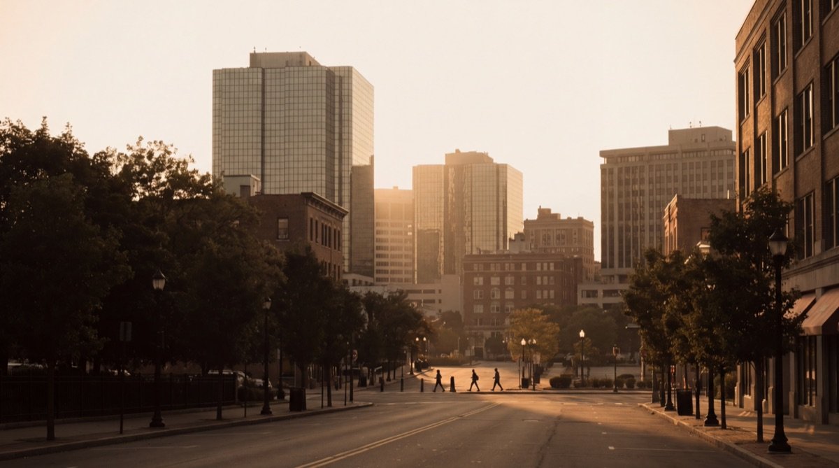 White Plains, New York — golden-hour city view