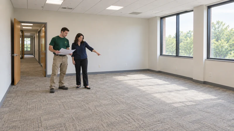 Approve the receiving layout before suppliers arrive Client and mover review an empty receiving area before deliveries