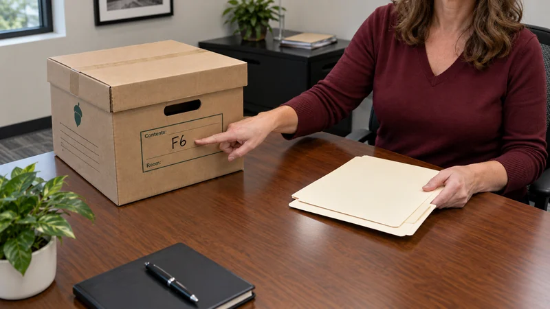 Release shared files while keeping active records available Closed shared-file carton and separate working folders checked by a business employee