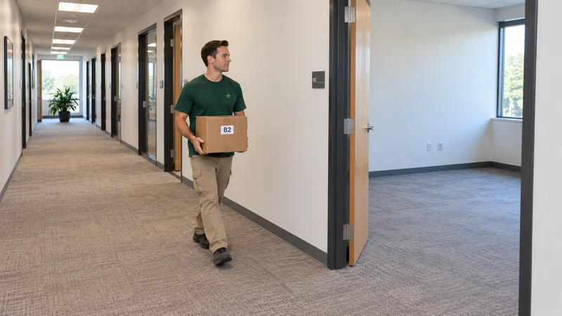 Deliver the identified group along a clear receiving route Mover carries an identified small office carton along a clear receiving route