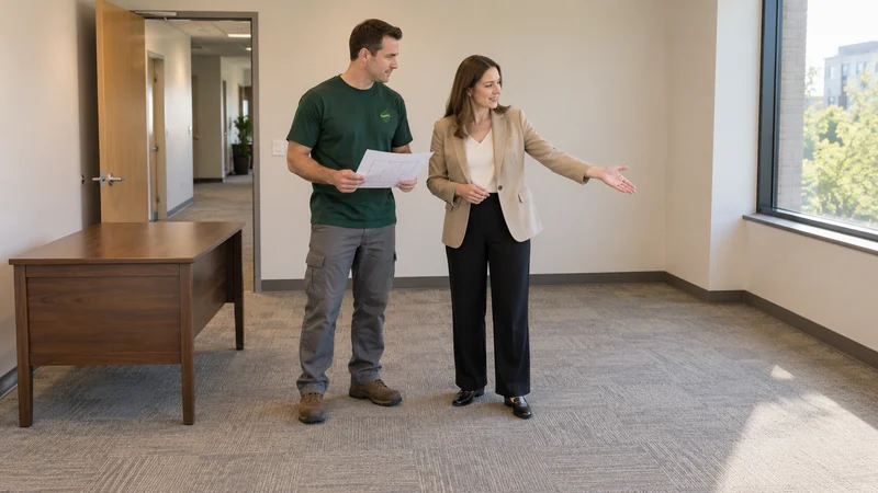 Review the released room before assigning the furniture Coordinator and business receiver review a clear office placement area