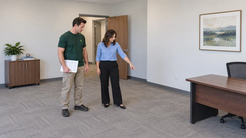Confirm the cleared receiving position Mover and employee agree a clear office receiving position