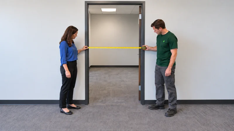 Check the actual doorway before choosing handling Mover and employee measure the actual office doorway