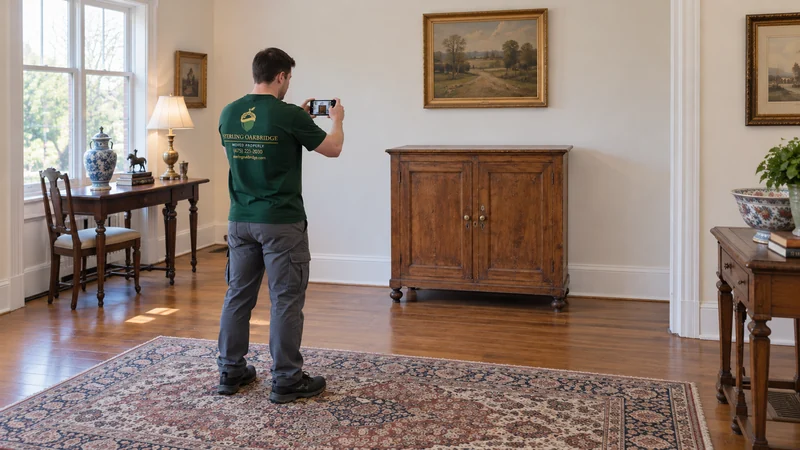 Record original condition before any intervention Original condition of a released antique cabinet is photographed before handling