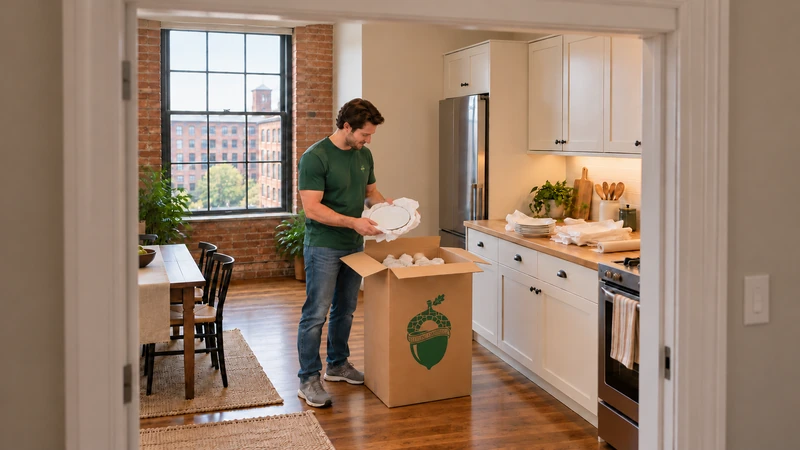 Worker wraps an ordinary plate above a cushioned China carton on the kitchen floor Worker wraps an ordinary plate above a cushioned China carton on the kitchen floor