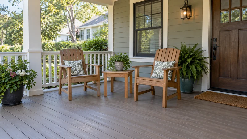 Two porch chairs and a small table placed after a partial spring retrieval Two porch chairs and a small table placed after a partial spring retrieval