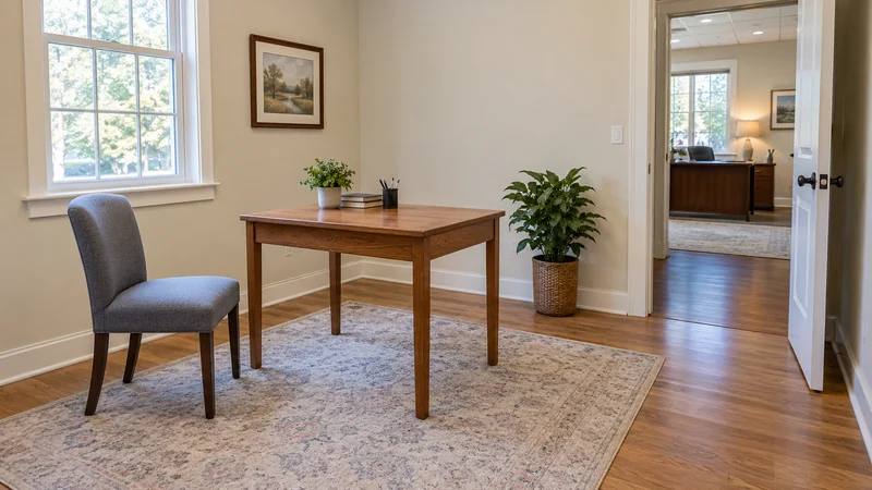A small table and chair placed in an Ellenville NY office call room A small table and chair placed in an Ellenville NY office call room