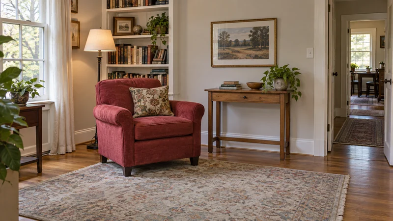 A chair and console placed in their receiving ground-floor room A chair and console placed in their receiving ground-floor room