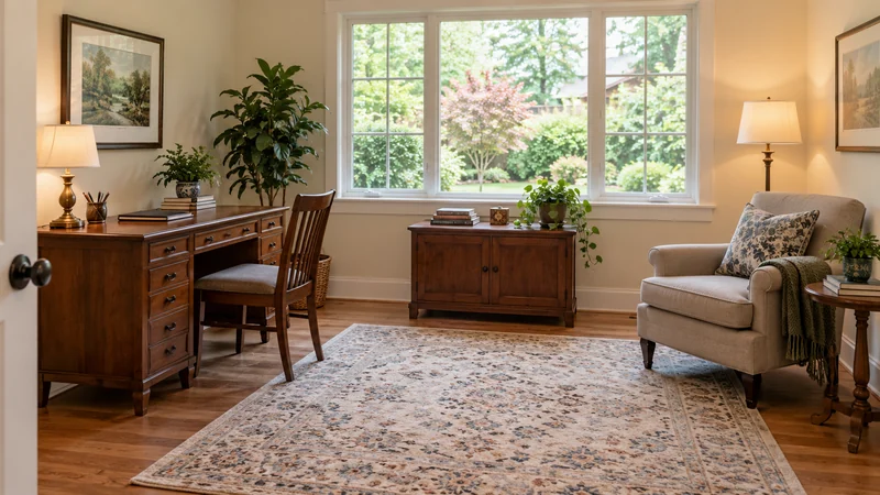 A home study arranged on the ground floor after an internal furniture move A home study arranged on the ground floor after an internal furniture move