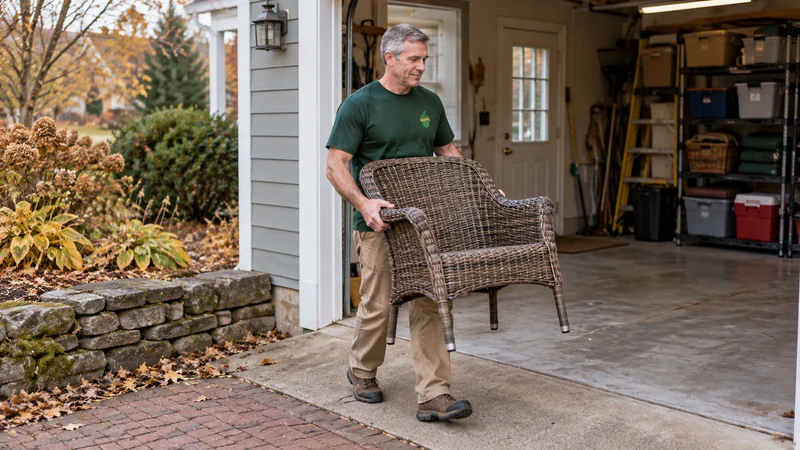 Outdoor furniture brought into suitable winter storage