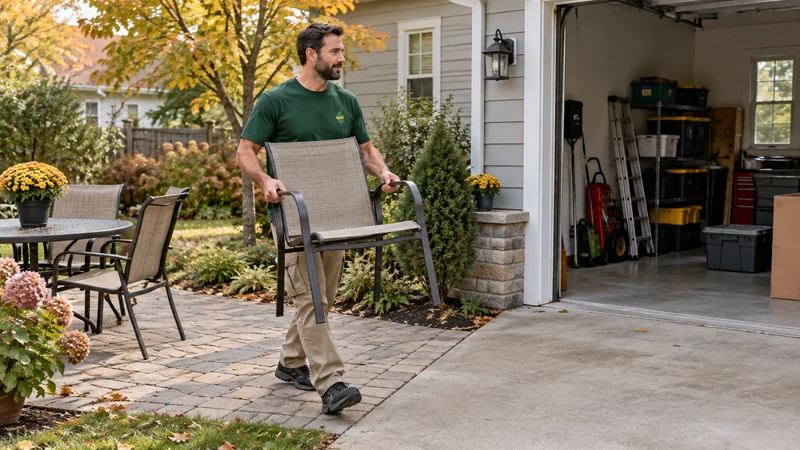 Outdoor seating carried toward suitable seasonal storage Outdoor seating carried toward suitable seasonal storage