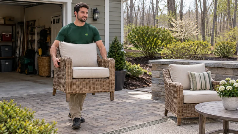 Patio seating brought out of indoor storage