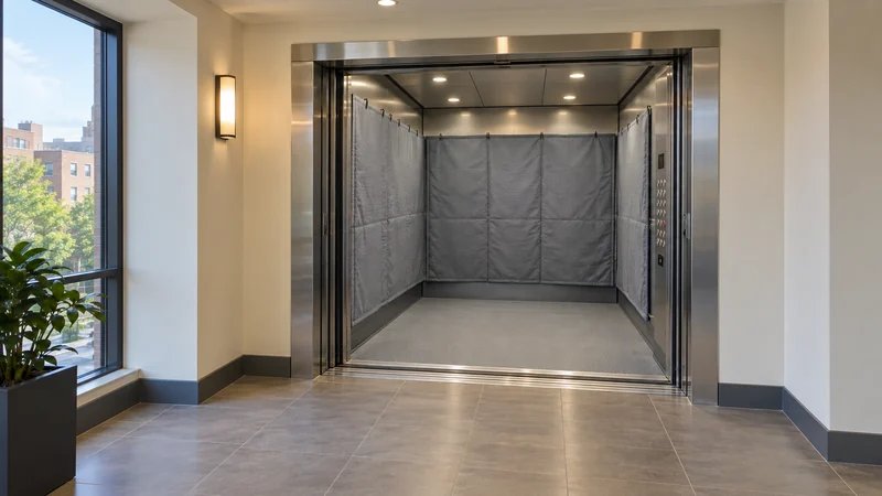 A protected service elevator and clear approach before household loading