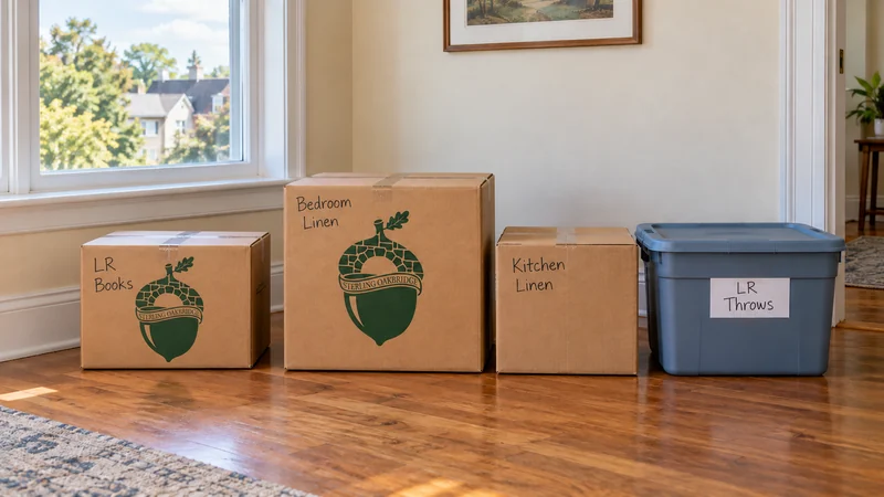 Labeled cartons and a customer tote in a smaller pickup group