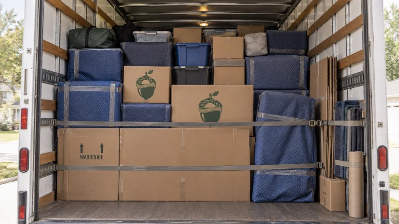 A substantial mixed direct household load with protected furniture, cartons, customer totes and retained side materials A substantial mixed direct household load with protected furniture, cartons, customer totes and retained side materials