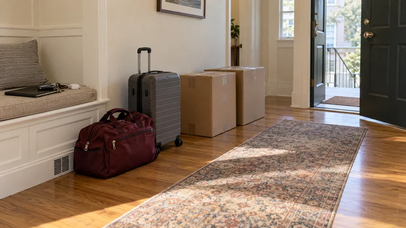 Travel bags and a closed folio held separately from shipment cartons Travel bags and a closed folio held separately from shipment cartons