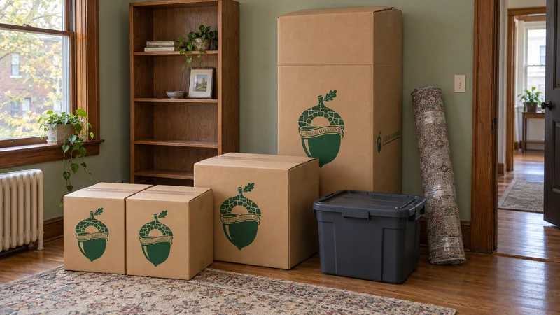 A small consolidated pickup group with Book, medium and wardrobe cartons and a customer tote A small consolidated pickup group with Book, medium and wardrobe cartons and a customer tote