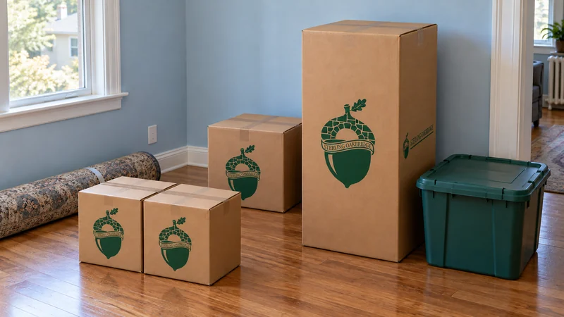 A smaller consolidated pickup group with correctly scaled cartons and a customer tote A smaller consolidated pickup group with correctly scaled cartons and a customer tote