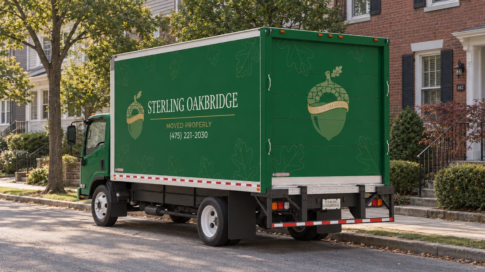 Green Sterling Oakbridge truck parked beside a residential curb