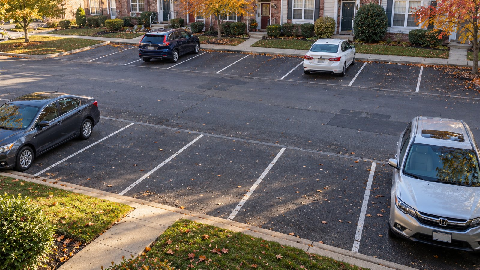 Shared parking court Marked residential parking bays around an unobstructed shared aisle