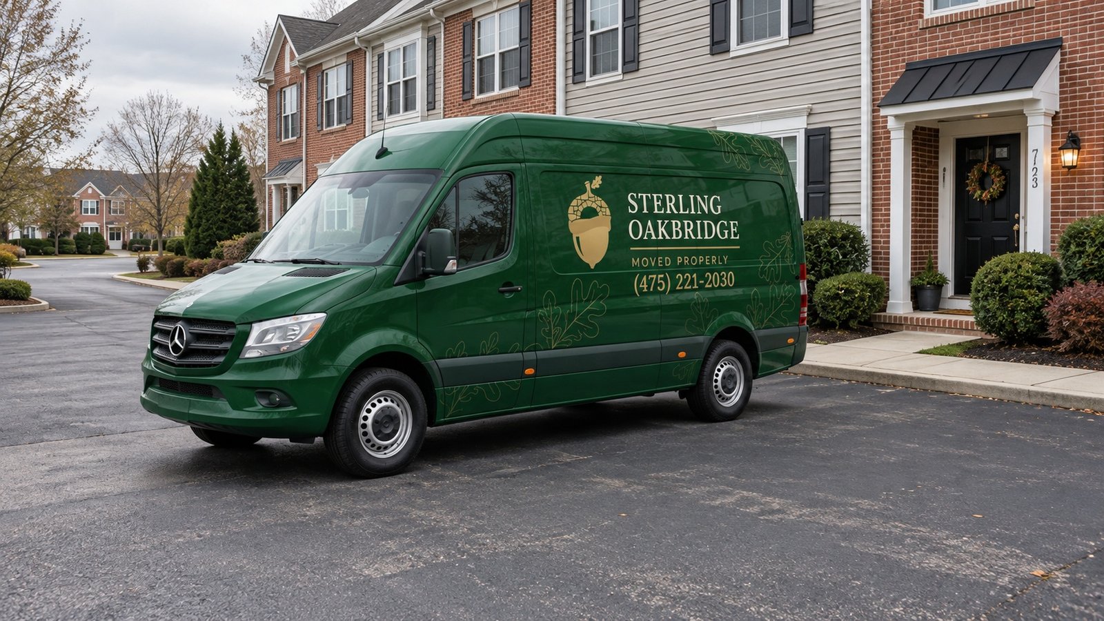 Approved green Sprinter on private paving beside a separate townhouse entrance walk Approved green Sprinter on private paving beside a separate townhouse entrance walk