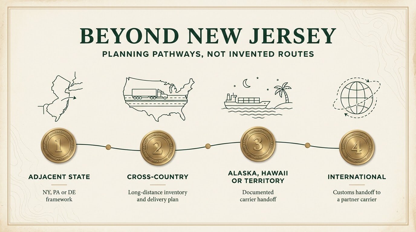 Beyond New Jersey — adjacent state, cross-country, noncontiguous, and international planning pathways