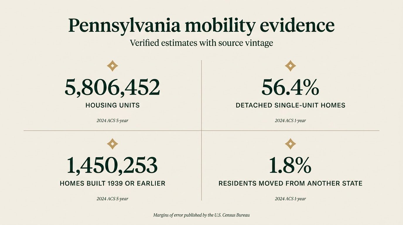 Pennsylvania mobility evidence — verified Census estimates with source vintage