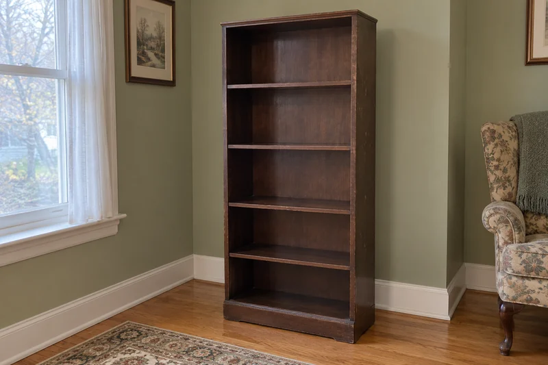 An empty ordinary bookcase reviewed before an illustrative Milford Pennsylvania local downsizing move An empty ordinary bookcase reviewed before an illustrative Milford Pennsylvania local downsizing move