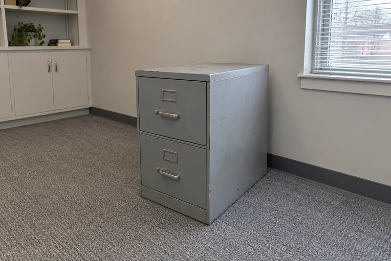 An old metal filing cabinet reviewed after an illustrative New Haven office closure An old metal filing cabinet reviewed after an illustrative New Haven office closure