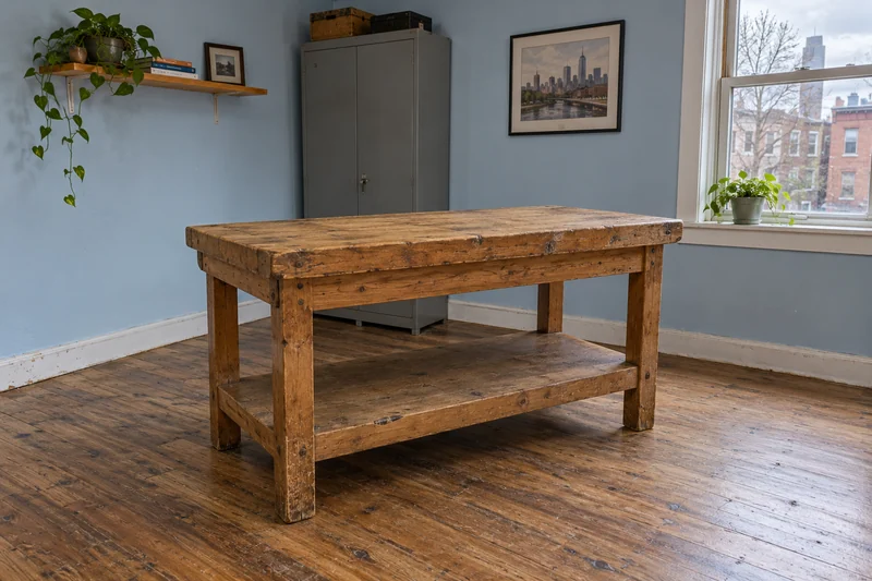 An old wooden workbench reviewed after an illustrative Philadelphia studio closure An old wooden workbench reviewed after an illustrative Philadelphia studio closure