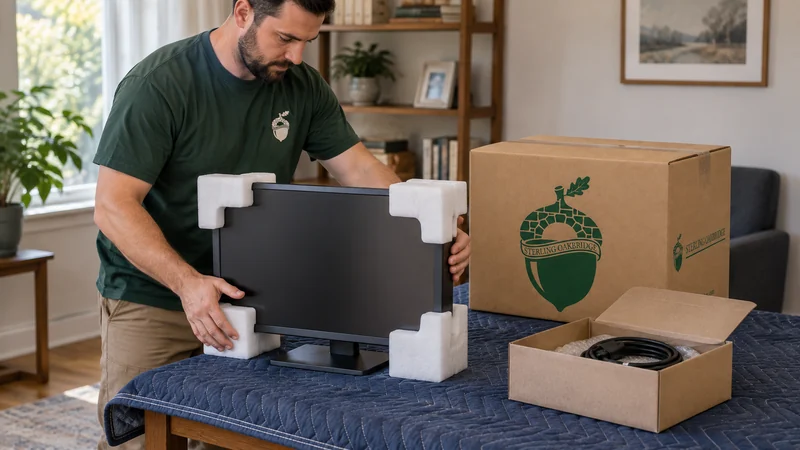 A powered-off monitor protected separately from desk accessories A powered-off monitor protected separately from desk accessories