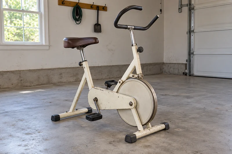 An old manual stationary exercise bike reviewed before an illustrative Stockton interstate move An old manual stationary exercise bike reviewed before an illustrative Stockton interstate move