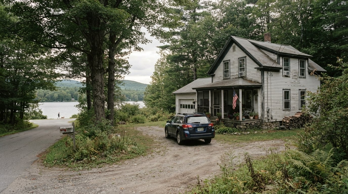 Illustrative New Hampshire Lakes Region home in late-afternoon light Illustrative New Hampshire Lakes Region home in late-afternoon light