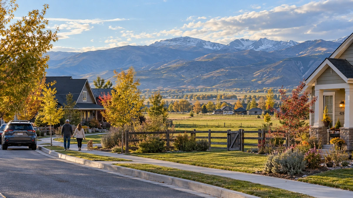A Heber valley neighborhood beside a fenced field and distant mountains