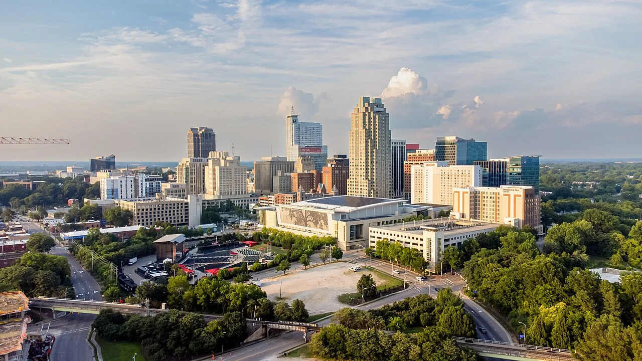 Raleigh The Raleigh skyline as viewed from Dorothea Dix Park.