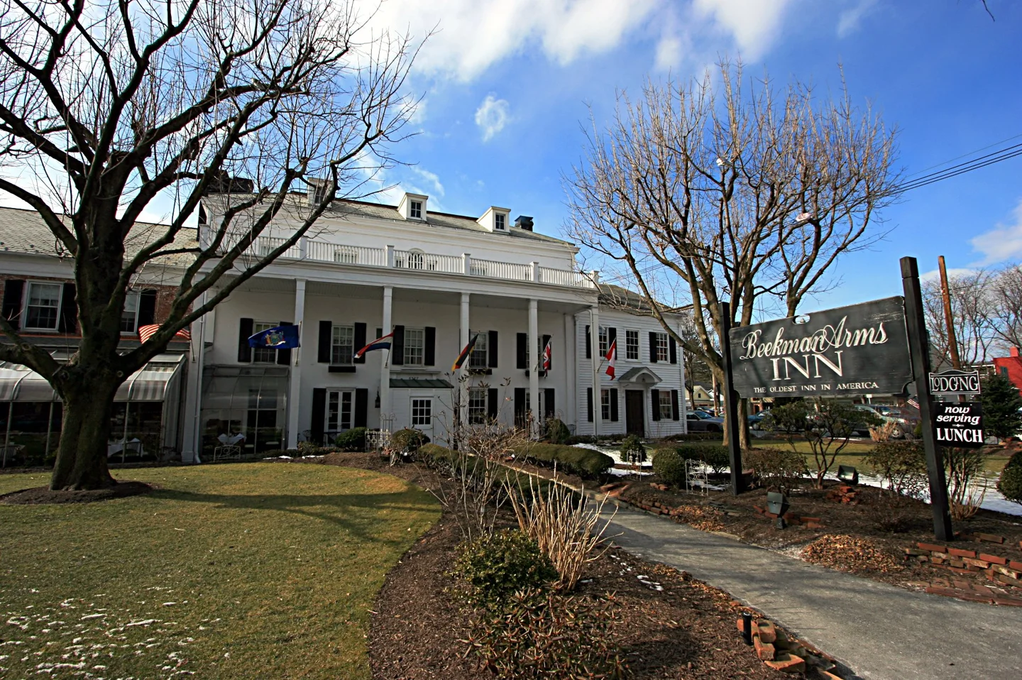 Rhinebeck Photograph of the "Beekmans Arms" in the Village of Rhinebeck , Dutchess County , New York , USA . The Beekmans Arms Inn claims to be the oldest operating Inn in America.